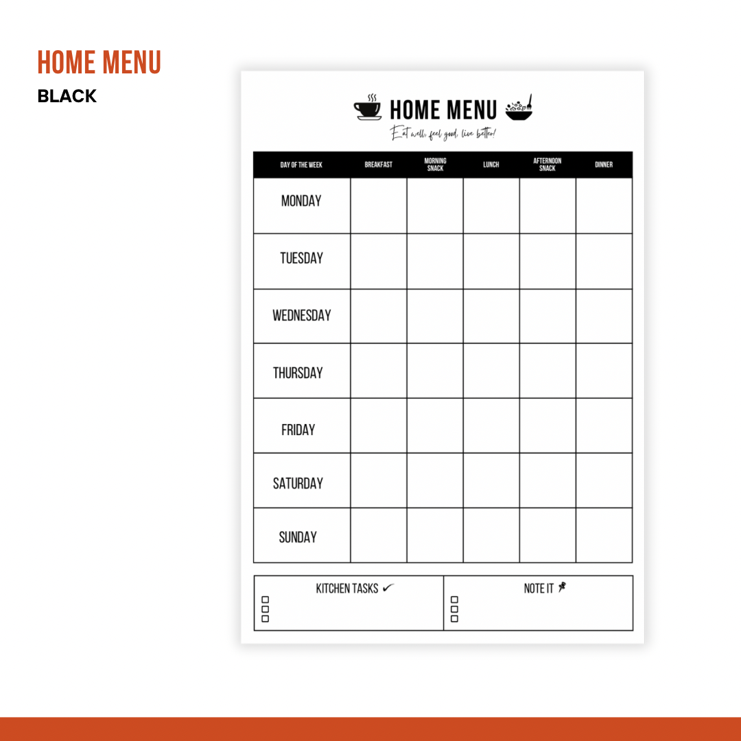 Weekly Meal Plan Template – Home Menu Planner for Busy Bee’s