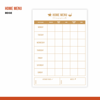 Weekly Meal Plan Template – Home Menu Planner for Busy Bee’s