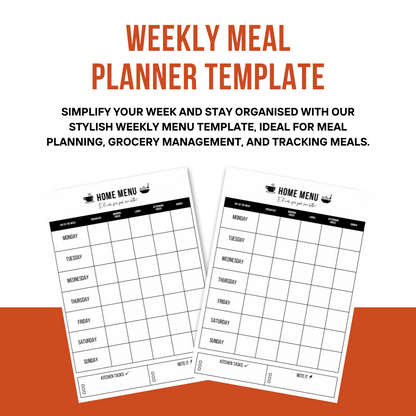 Weekly Meal Plan Template – Home Menu Planner for Busy Bee’s