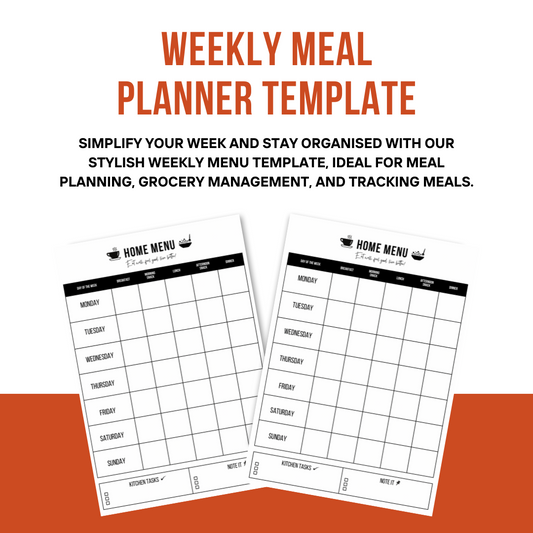 Weekly Meal Plan Template – Home Menu Planner for Busy Bee’s